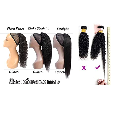 Water Wave Human Hair Drawstring Ponytail Extension for Black Women - 24 Inch Curly Style