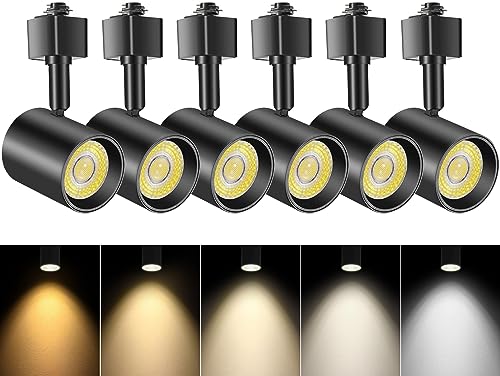 VANoopee 6 Pack Black Dimmable LED Track Lighting Heads, 5 CCT, 24° Beam, Flicker-Free