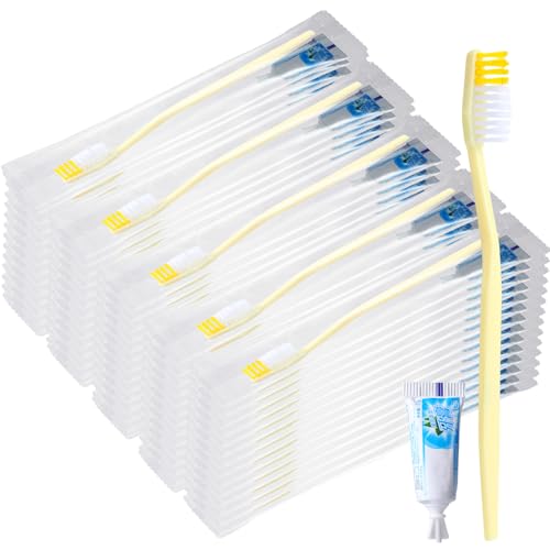 Disposable Travel Toothbrush Kit with Toothpaste - Bulk 200 Sets for Hotels & Homeless Shelters