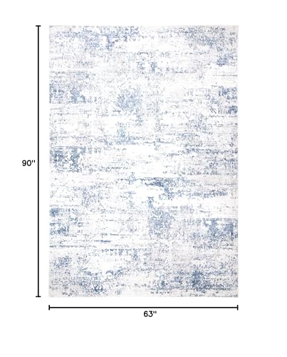 Rectangular 5'3 x 7'6 Modern Ivory Blue Area Rug - Amelia Collection