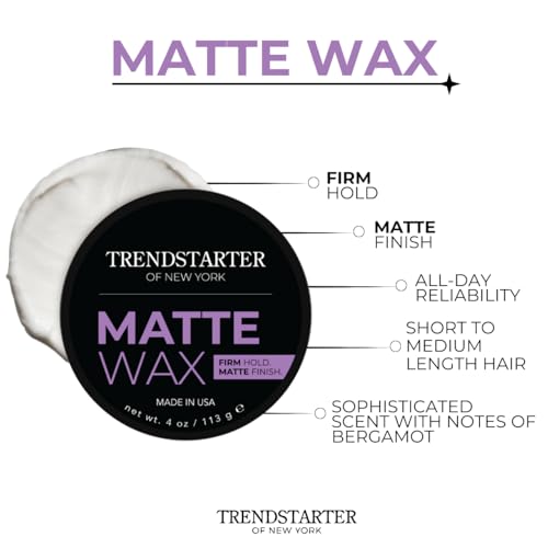 TRENDSTARTER Matte Wax 4oz Pack of 2 - Firm Hold, Matte Finish, Water-Based Hair Pomade for Men