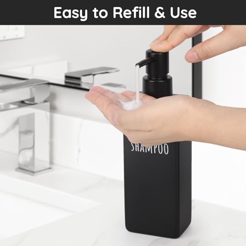 Black 6 Pack Matte Soap Dispensers - Refillable 16.9 oz Bottles for Bathroom & Hotel