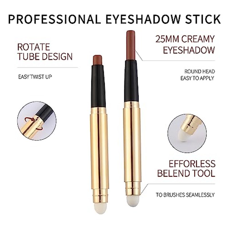 Eyeshadow Stick, Cream Eyeshadow Pencil Crayon, Smooth High Pigmented Eye Shadow Pen, Waterproof Long Lasting Highlighter Eye Makeup Set Cocoa Brown Shimmer