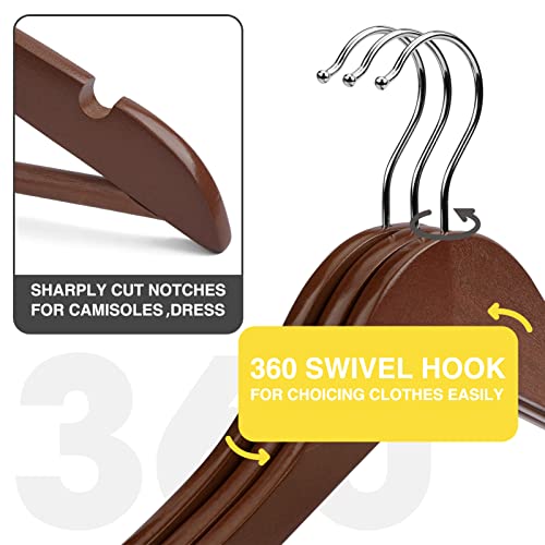 Walnut Wooden Hangers - 60 Pack Heavy Duty Closet Clothes Hangers with Notches - Variation of THIS listing