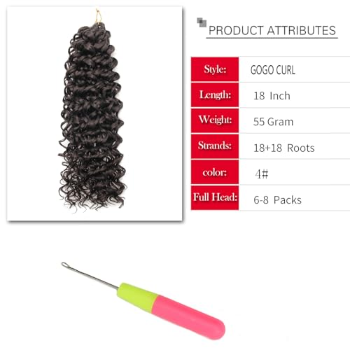 18 Inch Bohemian Crochet Hair - 7 Pack Water Wave Synthetic Hair - 4#