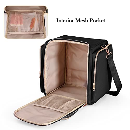 Travel Makeup Bag with 5 Removable Cases, Large Cosmetic Case Make up Organizer with Strap and Multiple Storage Pockets, Black (Patented Design)