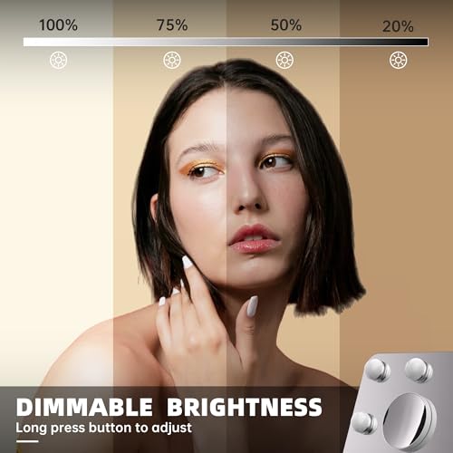 MINISO Vanity Mirror with Lights and Bluetooth Speaker- 11.4" x 13.8" Hollywood Makeup Mirror with 3 Color Lights, Smart Touch Control, Rounded Rectangle White Frame