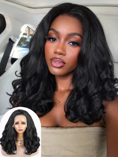 13x6 HD Lace Front Synthetic Wig with Natural Yaki Texture & Bouncy Curls
