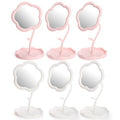 6 Pieces Flower Shaped Mirror, Multi-Angle Adjustable Spa Party Makeup Mirror, Compact Table Vanity Mirror with Jewelry Tray for Home Decor Sleepover Party Aesthetic Gift