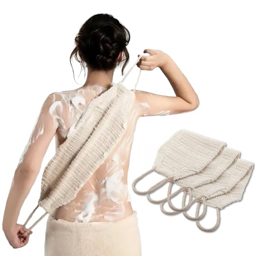 Natural Sisal & Ramie Exfoliating Body Scrubber Set - 3 Pieces Deep Cleanse Shower Back Washers