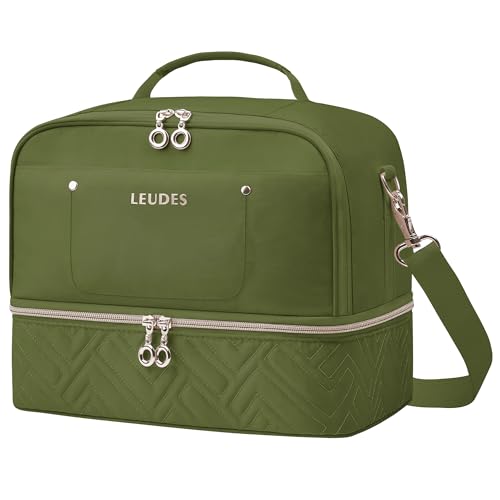 Leudes Army Green Nail Polish & Tool Organizer Bag Holds 42 Bottles
