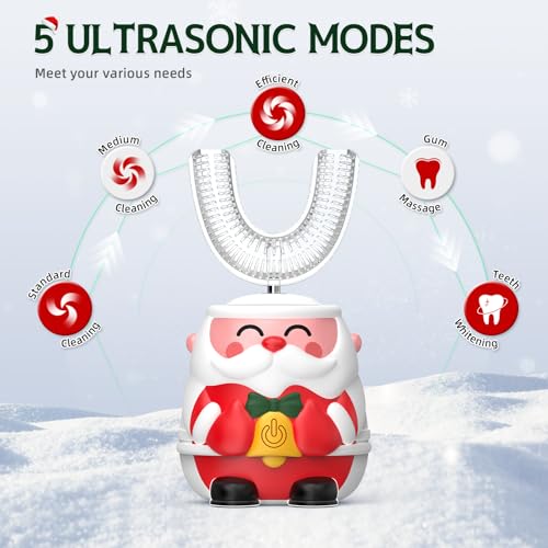 Kids U Shaped Electric Toothbrush 2-6 Years - 4 Brush Heads, Sonic Modes