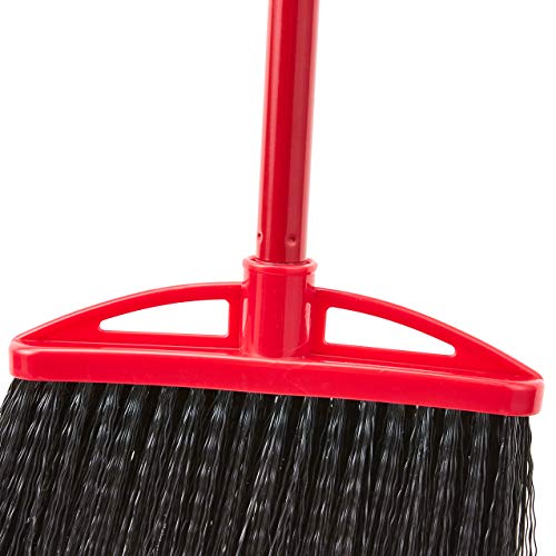 Angle Broom with Metal Handle - 11-inch Wide Floor Sweeper 6-Pack Black & Red
