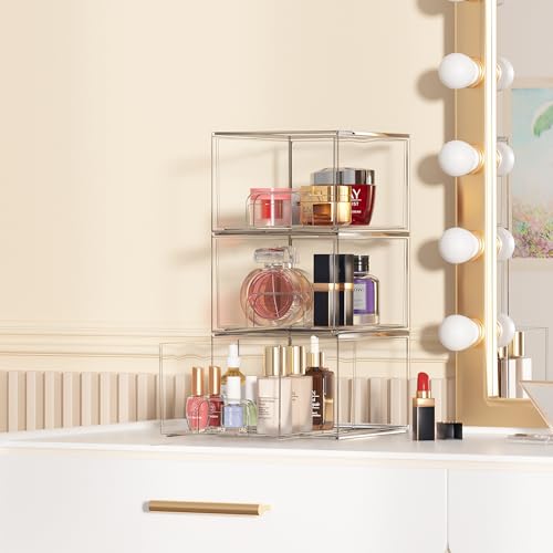 Vtopmart 4Pack 4.4''Tall and 2Pack 12'' Wide Stackable Makeup Organizer Storage Drawers Set