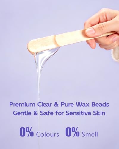 Waxfans Mini Purple Wax Kit & Facial Wax Beads for Sensitive Skin, Adjustable Temp, 400g