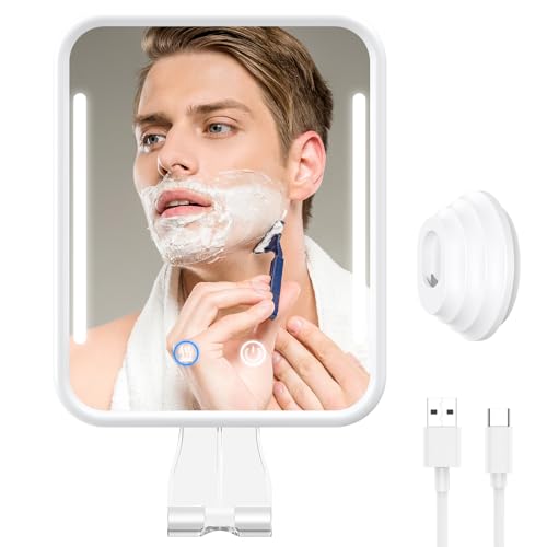 Glowtop White Fogless Shower Mirror with LED Light & Heating for Shaving