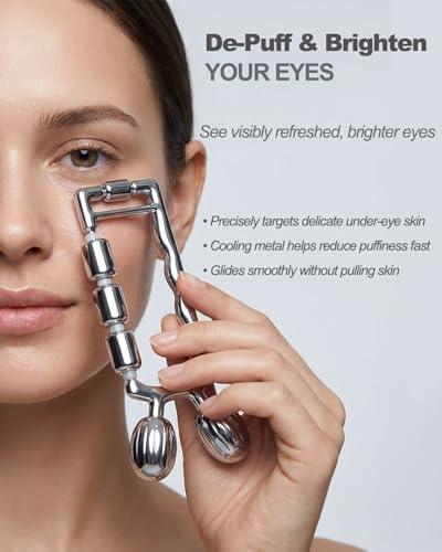 Yeamon Silver 3-in-1 Face Roller for Skin Care, Facial Massager & Under Eye Tool