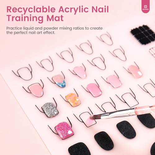 Brown Acrylic Nails Kit with Silicone Practice Hand for Beginners DIY Salon