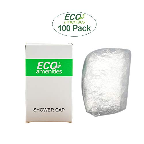 ECO amenities Plastic Shower Cap - For Hotel Guests & Travel Use - Latex-Free Hair Accessory for Women - Individually Wrapped Hospitality Supply - Large, White, Pack of 1