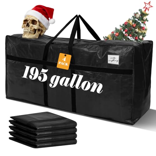 Windyun 195 Gal Extra Large Moving Bags - 4 Pack, Black, Heavy Duty Storage Bags