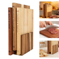 Book-Shaped Acacia Wood Cutting Board Set with Stand - Labeled for Meat, Fish, Cheese, Fruits & Vegetables - Decorative Kitchen Gift