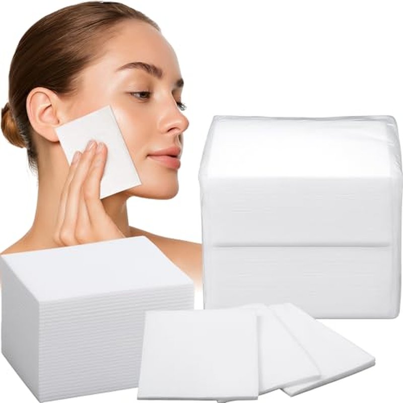 10 Pack 500 Pcs Extra Large Cotton Cleansing Pads, 3.5 x 4.5'' Cotton Pad, Ultra Soft Large Facial Cleansing Square Bulk for Face Daily Skin Care Toner Makeup Remover, 50 White Square Per Bag