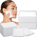 10 Pack 500 Pcs Extra Large Cotton Cleansing Pads, 3.5 x 4.5'' Cotton Pad, Ultra Soft Large Facial Cleansing Square Bulk for Face Daily Skin Care Toner Makeup Remover, 50 White Square Per Bag