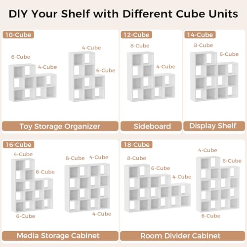 White 9-Cube Storage Organizer - Modular Bookcase Shelf for Living Room & Office - Fits 11x11" Bins, Vertical or Horizontal Use