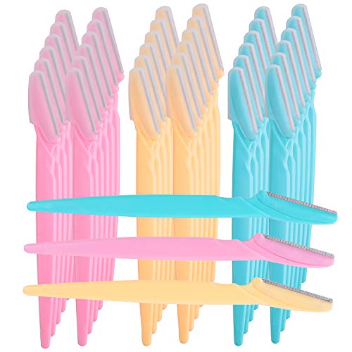 Foraineam 90 Pieces Eyebrow Razors Multipurpose Exfoliating Tool Eyebrow Trimmer Shaper Face Razor with Precision Cover