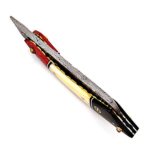 Strong Edges Damascus Steel Straight Razor Kit with Leather Case & Strop - Classic Barber Shaving Razor, Pre-Honed for Men, Gift Ready