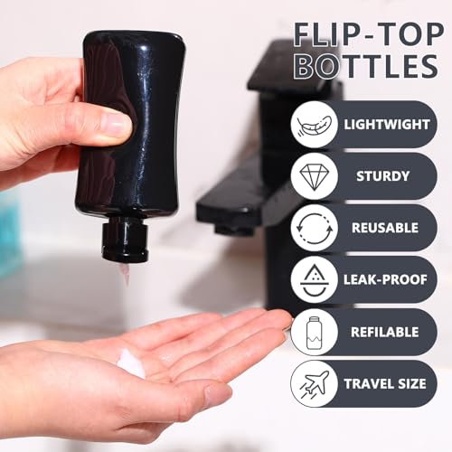 50 Pack 3.4 oz Travel Squeeze Bottles with Lids - Leakproof & Airline Approved