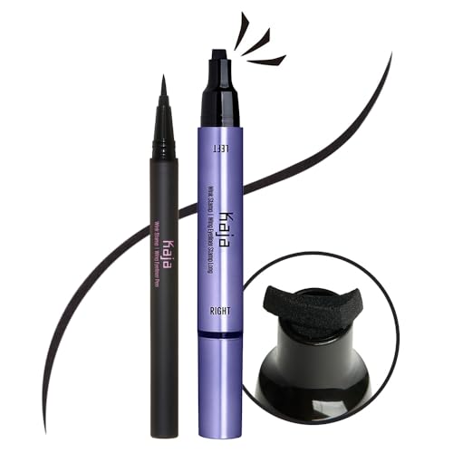 Kaja Wink Stamp Long Winged Eyeliner Set - Double Ended Stamp & Pen, Matte Black, 02 Variant
