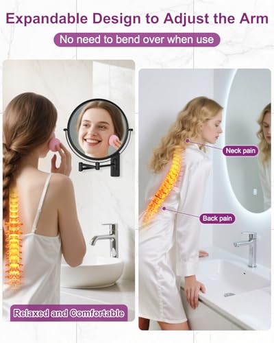 Wall Mounted Makeup Mirror 8 Inch with 30X Magnification & 360° Rotation