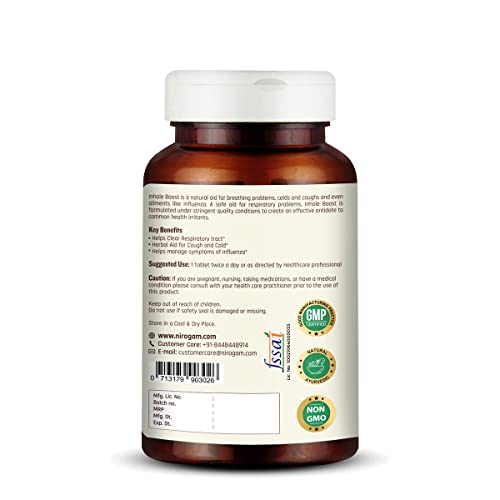 Nirogam Inhale Boost 120 Tablets a Bottle I Lung Support Supplement | Lung Health Supplement | Lung Detox
