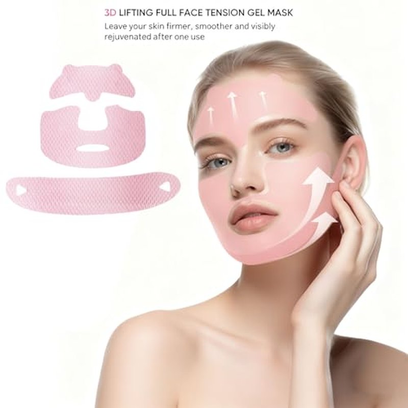 3D Lifting Full Face Mask, Collagen Lift-Up Mask for Skin Firming Appearance & Intense Hydration, for a Radiant Glow, Smooth & Glowing Skin, 4 Sheet Pack (1 box)
