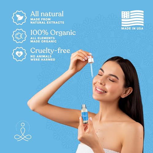 Third Eye Chakra Facial Serum Essential Oil Blend, Natural & Organic Moisturizing Serum for Face with Sunflower, Argan, Apricot, Rosemary, Lavender Oils for Spiritual Journey, Peace, Deeper Connection
