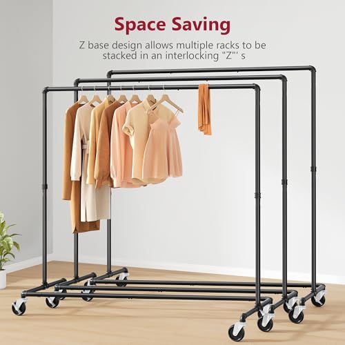 Black Clothing Racks Heavy Duty Z Style 2 Pack - Sturdy Garment Storage