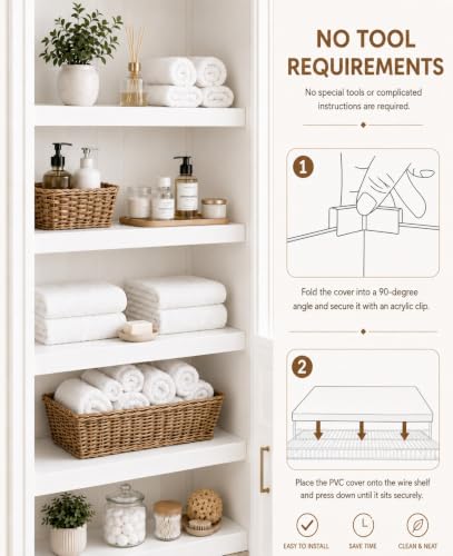 Wire Shelf Covers for Pantry Shelves 24x12 Inches - 4 or 5 Pack