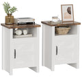 YESHOMY Farmhouse Nightstand Set of 2 with Barn Doors - White Bedroom Storage
