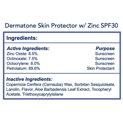 Dermatone Skin Protection Balm w/Zinc SPF 30 | Moisturizing & Barrier Creme | Heals & Repairs Dry Skin | Advanved Therapy Lips and Face Repair | 2-Pack, 0.5 oz Tins