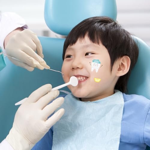 Dental Tooth Temporary Tattoos Stickers - 8 Sheets 280 Pcs Cute Cartoon Teeth Fairy Gifts One's First Teeth Tattoo Sticker for Kids Funny Dentist Party Decorations Hospital Doctor Prizes Rewards