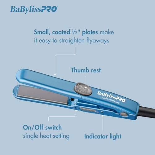 Nano Titanium Mini Flat Iron Hair Straightener, 0.5" Hair Straightener Iron for Touch Ups & All Hair Types, Perfect for Travel