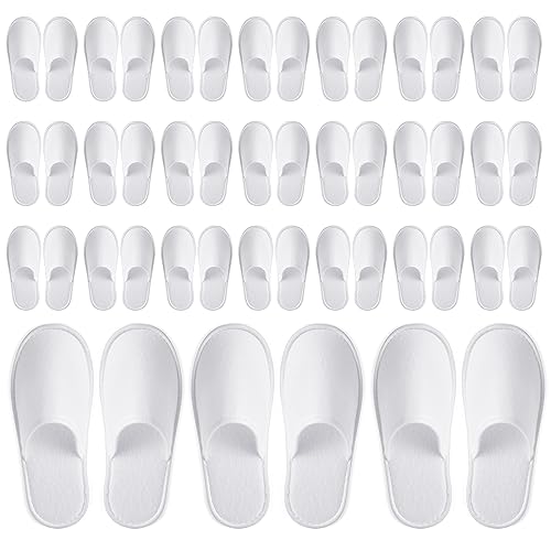 Juvale Disposable Slippers for Guests - Individually Wrapped Spa & Hotel Slippers - Slip-Resistant Shoes - Travel-Friendly Disposable Shoes - Medium (Men¡¯s US 10/Women¡¯s US 11) White - Pack of 24