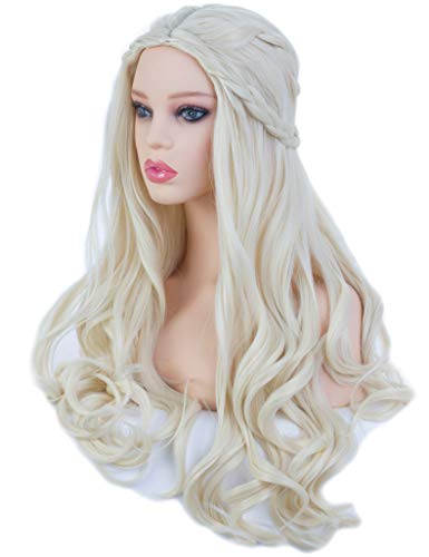 Women's Long Wavy Blonde Wig for Halloween Cosplay Party Costume