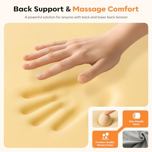 Cordless Back Massager with Heat Vibration & Traction - Rechargeable Lumbar Pillow