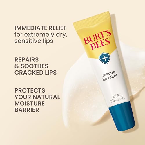 Unscented Burt's Bees Rescue Lip Relief Lip Balm Set - 3 Pack of 0.35 oz with Shea Butter & Echinacea