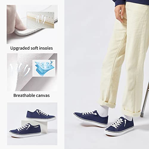 Women Canvas Sneaker Slip On Non Slip Casual Shoes Lace Up Canvas Low Top White Shoes Loafers for Women Fashion Black Sneaker