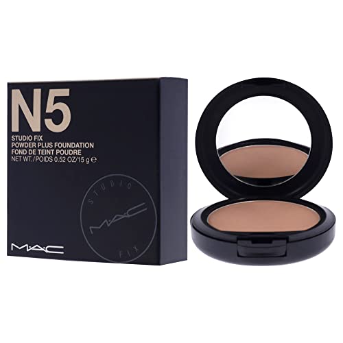 MAC Studio Fix Powder Plus Foundation N5 0.52 Oz – Full Coverage Matte Finish