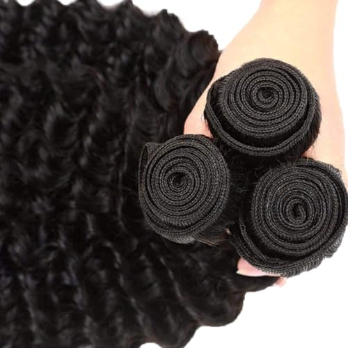Ubinica 3-Pack Deep Wave Human Hair Bundles 8-12 Inch Natural Black 300g #1B