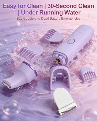 Women's Bikini Trimmer 2-in-1 Waterproof Body Shaver with Narrow & Wide Blades - Lavender